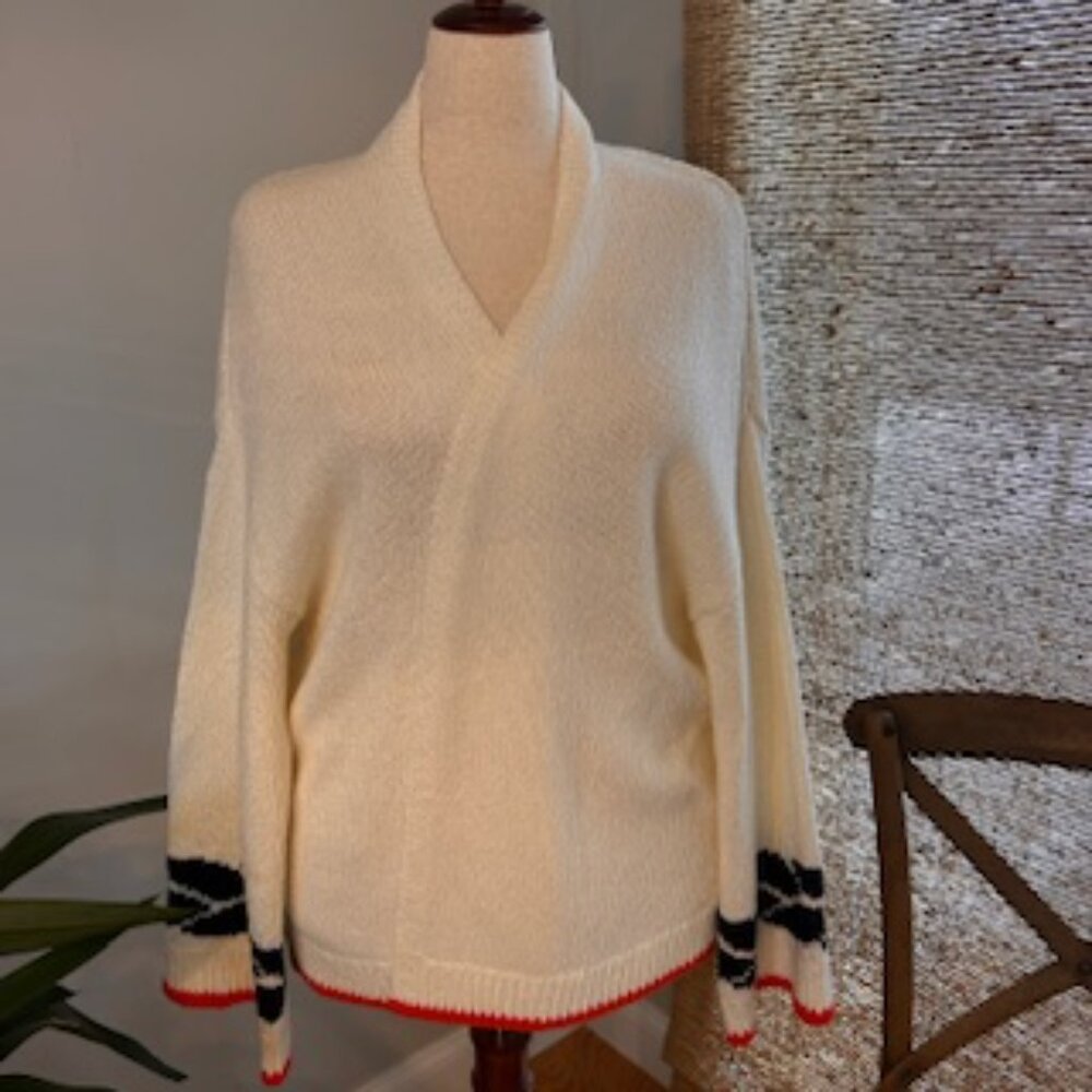 Maeve x Anthropologie White Knit Sailboat Cardigan - Size 1X ** NEVER WORN ** - Picture 2 of 4